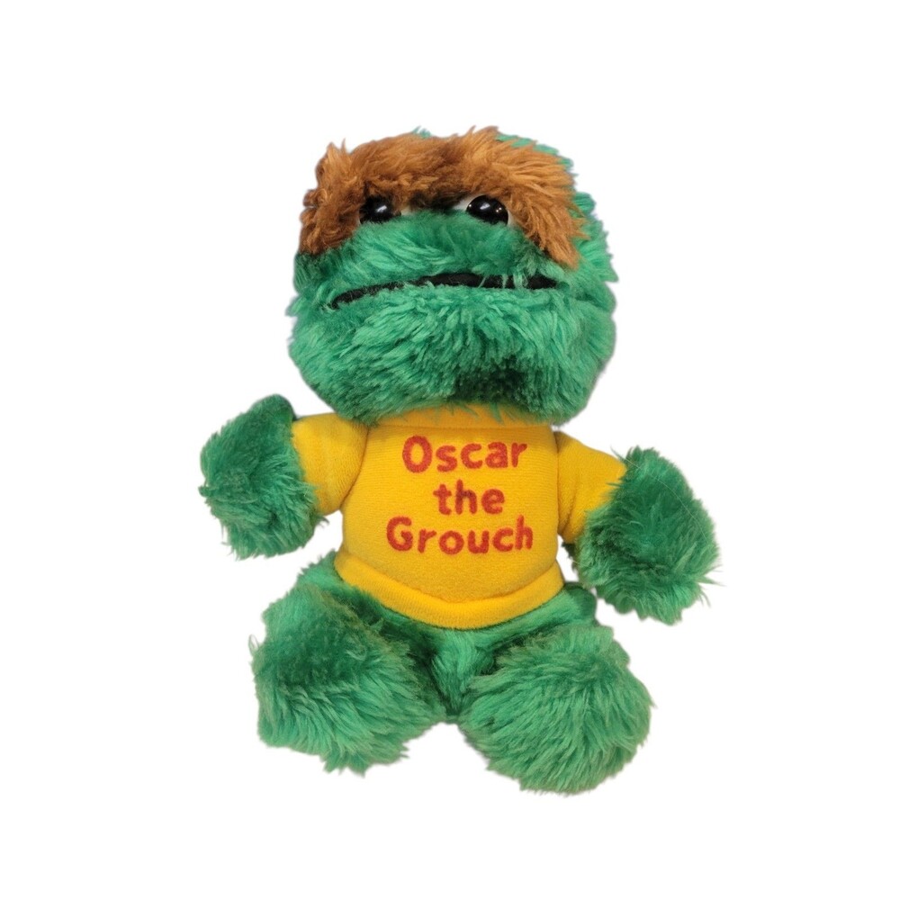 Vintage Oscar The Grouch Hasbro Softies Plush Sesame Street Stuffed Animal 7"